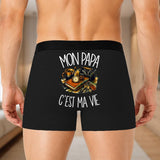 Boxer Homme Mon papa c'est ma vie – Impression au dos – Noir