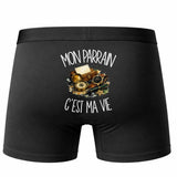 Boxer Homme Mon parrain c'est ma vie – Impression au dos – Noir