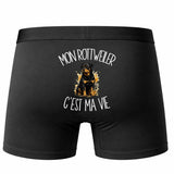 Boxer Homme Mon Rottweiler c'est ma vie – Impression au dos – Noir