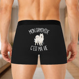 Boxer Homme Mon Samoyède c'est ma vie – Impression au dos – Noir