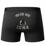 Boxer Homme Mon Terre-Neuve c'est ma vie – Impression au dos – Noir