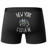 Boxer Homme New York c'est la vie – Impression au dos – Noir