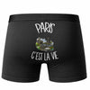 Boxer Homme Paris c'est la vie – Impression au dos – Noir