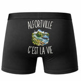 Boxer Homme Alfortville c’est la vie – Impression au dos – Noir