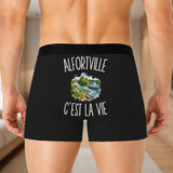 Boxer Homme Alfortville c’est la vie – Impression au dos – Noir