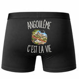 Boxer Homme Angoulême c’est la vie – Impression au dos – Noir