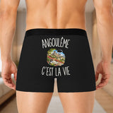 Boxer Homme Angoulême c’est la vie – Impression au dos – Noir