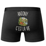 Boxer Homme Antony c’est la vie – Impression au dos – Noir