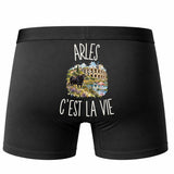 Boxer Homme Arles c’est la vie – Impression au dos – Noir