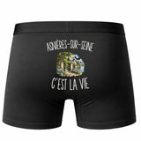 Boxer Homme Asnières-sur-Seine c’est la vie – Impression au dos – Noir