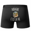 Boxer Homme Aubagne c’est la vie – Impression au dos – Noir