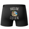 Boxer Homme Barcelone c’est la vie – Impression au dos – Noir