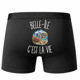 Boxer Homme Belle-Île c’est la vie – Impression au dos – Noir
