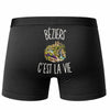Boxer Homme Béziers c’est la vie – Impression au dos – Noir