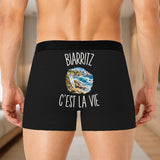 Boxer Homme Biarritz c’est la vie – Impression au dos – Noir