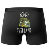 Boxer Homme Bondy c’est la vie – Impression au dos – Noir