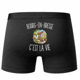 Boxer Homme Bourg-en-Bresse c’est la vie – Impression au dos – Noir