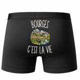 Boxer Homme Bourges c’est la vie – Impression au dos – Noir