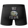 Boxer Homme Brest c’est la vie – Impression au dos – Noir