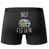 Boxer Homme Brest c’est la vie – Impression au dos – Noir