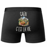 Boxer Homme Caen c’est la vie – Impression au dos – Noir