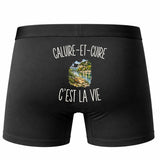 Boxer Homme Caluire-et-Cuire c’est la vie – Impression au dos – Noir