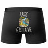 Boxer Homme Cassis c’est la vie – Impression au dos – Noir