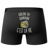 Boxer Homme Châlons-en-Champagne c’est la vie – Impression au dos – Noir