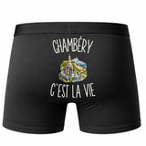 Boxer Homme Chambéry c’est la vie – Impression au dos – Noir