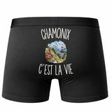 Boxer Homme Chamonix c’est la vie – Impression au dos – Noir