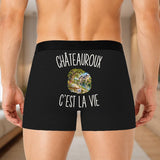 Boxer Homme Châteauroux c’est la vie – Impression au dos – Noir