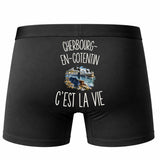Boxer Homme Cherbourg-en-Cotentin c’est la vie – Impression au dos – Noir