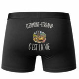 Boxer Homme Clermont-Ferrand c’est la vie – Impression au dos – Noir