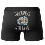 Boxer Homme Concarneau c’est la vie – Impression au dos – Noir