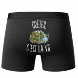 Boxer Homme Créteil c’est la vie – Impression au dos – Noir
