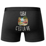 Boxer Homme Cuba c’est la vie – Impression au dos – Noir
