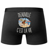 Boxer Homme Deauville c’est la vie – Impression au dos – Noir