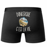 Boxer Homme Dunkerque c’est la vie – Impression au dos – Noir