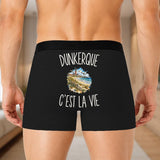 Boxer Homme Dunkerque c’est la vie – Impression au dos – Noir
