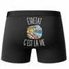 Boxer Homme Étretat c’est la vie – Impression au dos – Noir