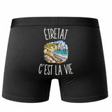 Boxer Homme Étretat c’est la vie – Impression au dos – Noir