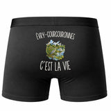 Boxer Homme Évry-Courcouronnes c’est la vie – Impression au dos – Noir