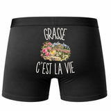 Boxer Homme Grasse c’est la vie – Impression au dos – Noir