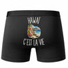 Boxer Homme Hawaï c’est la vie – Impression au dos – Noir
