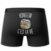 Boxer Homme Honfleur c’est la vie – Impression au dos – Noir