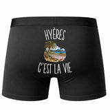 Boxer Homme Hyères c’est la vie – Impression au dos – Noir