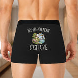Boxer Homme Issy-les-Moulineaux c’est la vie – Impression au dos – Noir