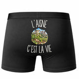 Boxer Homme L’Aisne c’est la vie – Impression au dos – Noir