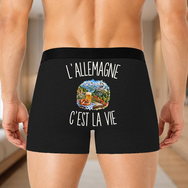 Boxer Homme L’Allemagne c’est la vie – Impression au dos – Noir