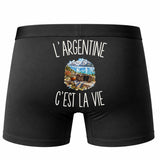 Boxer Homme L’Argentine c’est la vie – Impression au dos – Noir